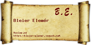 Bleier Elemér névjegykártya